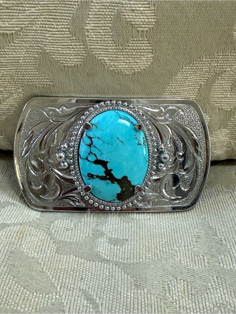 Vintage Westetn Style Turquoise Belt Buckle
